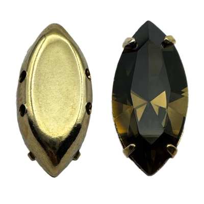 1_13304 15 x 7 mm H2C Gold Metal Smoky Quartz F - 1 
